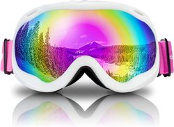 Swhyv Ski briller mot tåke 100% UV-beskyttelse mot tåke for ungdom, kompatibel med OTG-hjelm
