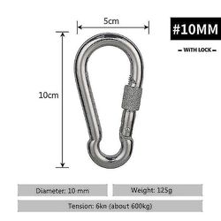 Rustfrit stål D Form Karabinhage Udendørs Camping Klatring Quick Link Snap Fastgørelse Krog Lås Fjederspænde Nøglering Værktøj Spanien 1stk Nr.10