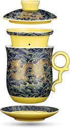 Kinesiska tekoppar Kinesiska Dragon Pattern Tea Mug Kit 12.3 Oz Grön