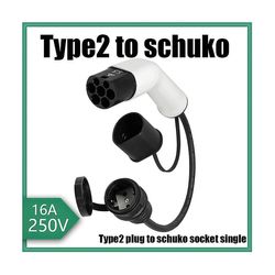 Power Adapter Tyyppi 2 - Schuko 16a Sähköauton tyypin 2 lataussivupistoke Schuko-pistorasiaan Sähköauton lataussovitin C