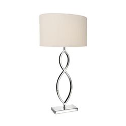 Dar Lighting Luigi 2 Hoop bordlampe poleret krom med creme rund tromleskærm