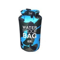 Vandtæt badepose Tør sæk camouflage farver drivende rafting taske 15L SkyBlue