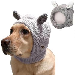 Barsinfi Pet Hund Strikket Hue Hovedbeklædning Kanin Øre Vinter Varm Puppy Hat grå
