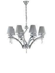 Fan Europe Lighting ORKESTER 8 lysekroner med nuancer Chrome, K9 krystaller med stof 75x50cm