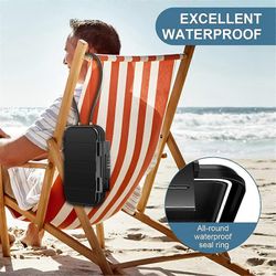 Kannettava vedenpitävä minitallelokero, rantamatkaturvallinen, yhdistelmäturvallinen varkaudenestolukkolaatikko irrotettavalla vaijerilla Musta