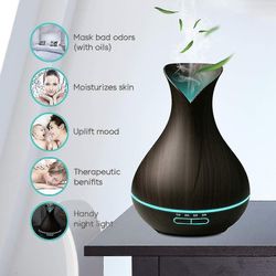 Kangboo Eterisk olja diffusor Aroma Diffuser (mörkt trä) 550 ml