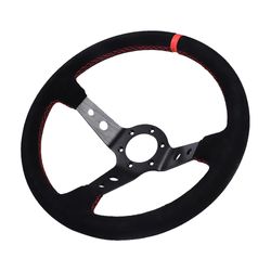 350mm 14 tums bil ratt mocka läder drift racing spel ratt 7031BK-BKMS-RD-RD