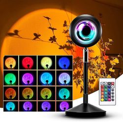 Jying Lgbur Sunset Lamp, solnedgang Lampe Projektion, 16 Farver Sunset Rainbow Lampe Justerbar RGB Lysstyrke, 180rotation, USB Opladning Sunset Pro...