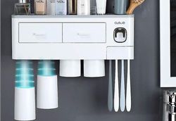 Tandbørste Holder Automatisk Tandpasta Dispenser Toiletartikler Opbevaring Rack Badeværelse Tilbehør