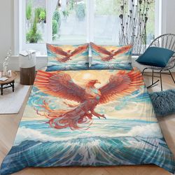 EKENOZ Phoenix peittopussilakana 3-osainen setti vetoketjusulkimella 3D pehmeät vuodevaatteet Mikrokuituliinavaatteet Kahden hengen vuodevaatteet K...