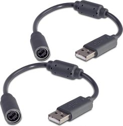 Xbox 360 -tietokone ja langallinen Xbox360-ohjainsovitin, USB-kaapeli USB-sovitin peliohjaimille, Xbox 360 -tietokoneohjain 2 kaapelia/musta