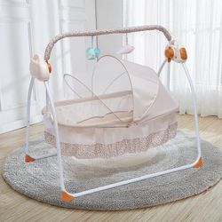 Vauvakeinu Bluetooth- ja USB-musiikkitoiminnolla, 12 sisäänrakennettua kappaletta, 5 säädettävää keinunopeutta, kaukosäädin, taitettava muotoilu, t...