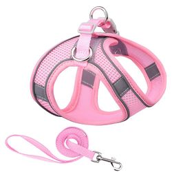 Boeyaa Kæledyrsselevest med snor reflekterende nylon hundesele kraver Pink S