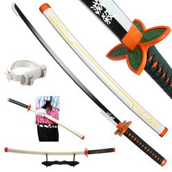 Atuto Håndlaget Demon Slayer Katana 104cm Anime Cosplay Våpen Samurai Sword Real Rengoku Tanjiro Utvalg av stiler Catana Kochou Shinobu Hvit