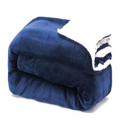 Handuo Sherpa Fleece Throw Tæpper, Flannel Plys Blanket130 * 160cm blå