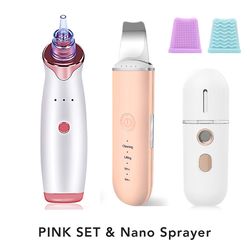 Eveltek Ultralyd Scrubber Hudspatel Facial Cleaner Peeling Massage Spa Blackhead Remover Sæt 2 Lyserøde