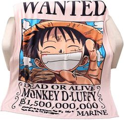 Asen Sweet&rro17 Anime One Piece Luffy Wanted Snuggle Blanket, Flannel Fluffy Blanket, Koselig levende teppe / sofa Teppe / reise Teppe
