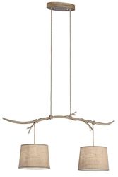 Inspired Lighting Sabina Loft Vedhæng 2 x E27 (Max 40W), Imitation Wood, Linen Shade