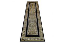 RugsX Moderne glans tæppe, Runner 6776 86 stilfuld, ramme, græsk sort / guld 80x200 cm