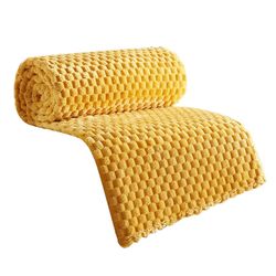 Korallifleece Peitto Talvi Lämmin Ruudut Peitot Kaksipuolinen peitto Vuodesohva Peitto Päiväpeite Keltainen