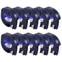 10 kpl tarratulostimen täyttöpakkauksia LetraTag-täyttöpakkauksiin 12 mm x 4 m valkoinen muovitarranauha LetraTag Plus -tarratulostimelle Sininen