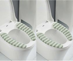 2 paria paksua lämmintä pehmustettua wc-istuimen päällistä | Kiinnitettävä pestävä uudelleenkäytettävä wc-muistivaahtotyyny pitkänomaisille wc-istu...