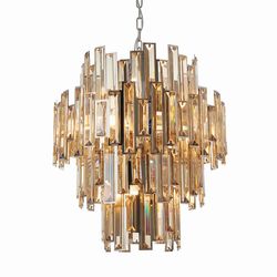 Endon Lighting Viviana Vedhæng Chrome Effekt Plade &Champagne Crystal (K9) Drops 12 Lys Dæmpbar IP20 - E14