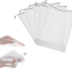 50x såpe nett såpe bag såpe saver såpe skrappose såpe sekk boble mesh poser med ledning rengjøring verktøy
