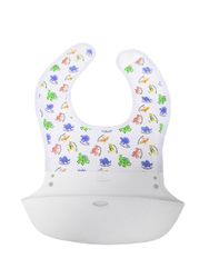 Vandtæt Baby Bibs Blød Silikone Baby Feeding Bib Baby Stuff Solid Feeding Cartoon Dinosaur Print Girl Boy Bibs Burp Cloths