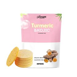 Fruushop Gurkemeie Kojic Cleansing Pads for Face Body Vitamin B5 blekner mørke flekker eksfolierer huden og blekner misfarging Resurfacing Pads A