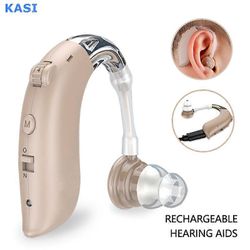 Parhaat kuulokojeiden äänenvahvistin ladattava mini digitaalinen näkymätön kuuroapu korvatyynyn takana ikääntyneelle terveydenhuollolle audifonoill...