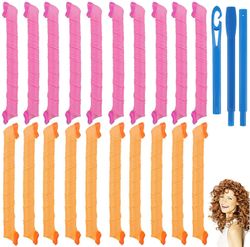 Xqday Magic Hair Curlers, Hapzoom 20 stk 55cm Spiral Curlers, 20 Ingen Varme Hår Curlers og 1 Styling Kroge, Styling Hair Roller Kit, Ekstra langt ...