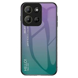 Yhteensopiva Motorola Moto G15 4G -kotelon kanssa naarmuuntumaton karkaistu lasi + PC + TPU puhelimen kansi Violetti