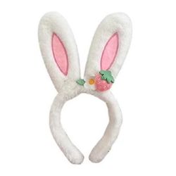 Nuncad Strawberry Sunflower Rabbit Ear Headband Hat Bunny Ear Hair Band Happy påskedag Gaver Girl Princess Birthday Rabbit Hair Hoop Hvit