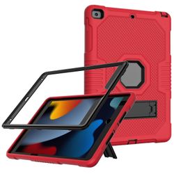 Silikon + PC nettbrettveske til iPad 10.2 2021 Rød svart