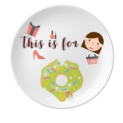 Grøn Doughnut Dessert Sweet Food Mor Dessert Plate Dekorative Porcelæn 8 tommer Dinner Home