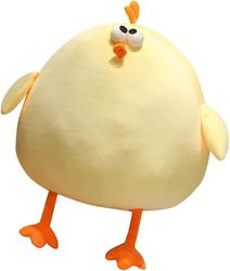 JUSTUP Funny Fat Chicken plysj pute 17.7 ", Super Soft Simulering Mor Hen dukke, Chicken plysj nakke pute, gul kylling kosedyr
