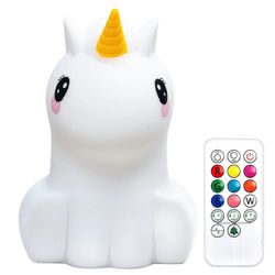 Pehmeä yövalo lapsille, silikoninen yölamppu, vauvan imetyslamppu 7 värinvaihdolla, kaukosäädin Yksisarvinen