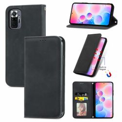 Gangxun Sag For Xiaomi Redmi Note 10 Pro Max Magnetisk Lukning Læder Tegnebog Cover Housse Etui Shockproof - Sort