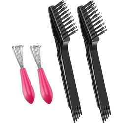 4 stykker kam renere børste mini hår børste kam rengøring børste børste rengøringsværktøj (pink plast håndtag)