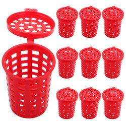 10 kpl suuri syöttihäkki katkarapuille ja rapuille, ihanteellinen ulkokalastukseen kannettava kalastusretsa häkki kalastus syöttiloukku Punainen 8....