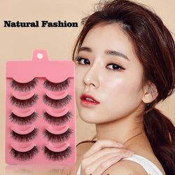 5 par / sæt Natual Fashion Håndlavede Soft Eye vipper Extension Makeup Tilbehør