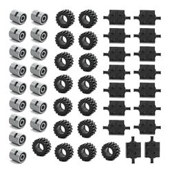 48pcs Mini hjulaksler Pack Block Biltilbehør Tyre Hub Classic Murstein Barn Diy Leker Blokker Foto Farge