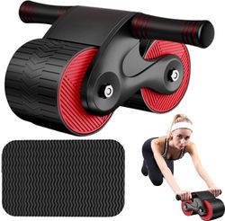 Ab Wheel - Automatisk Rebound Abdominal Wheel - Ab Roller Wheel træningsudstyr til Core Workout Ab træningsudstyr til abdominal træning Rød