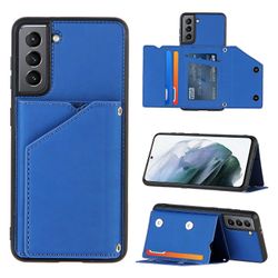 Gangxun Sag til Samsung Galaxy S21 Vintage Cuir Cover Læder sag Kofanger - Bleu