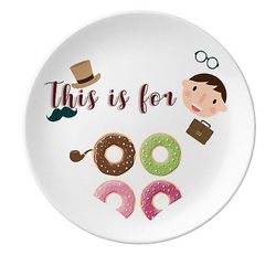 Fire Doughnut Group Dessert Mønster Far Dessert Plate Dekorative Porcelæn 8 tommer Dinner Home