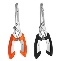 Fiskeri H01 Multifunktionel Fiskeri Tang Saks rustfrit stål fiskeværktøj med lanyard Orange