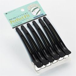 6pcs Hair Clips Pro Salon Frisør klemmer Klip Gummi Hår sektionsopdelning Clip Hairpin Styling Tilbehør Sort