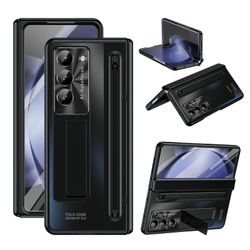 Galaxy Z Fold 6 -kotelo S Pen -pidikkeellä, täysi suoja jalustan suojuksella Samsung Galaxy Z Fold 6 5G 2024 -kotelolle musta