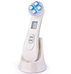 Ultralyd Beauty Device, 6 Hudpleje modes med LED Light, Anti Wrinkle Cleansers Anti Aging Acne Stramning Rejuvenati Usb genopladelig, Hvid Høj